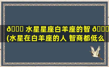 🐟 水星星座白羊座的智 🐈 商(水星在白羊座的人 智商都低么)